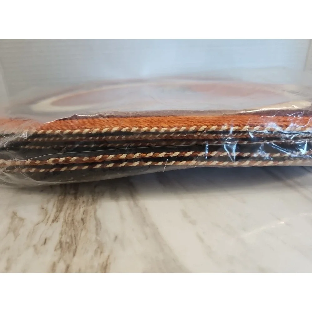 Vintage Boho Handmade Straw Woven Placemats Mexico Burnt Orange Decor